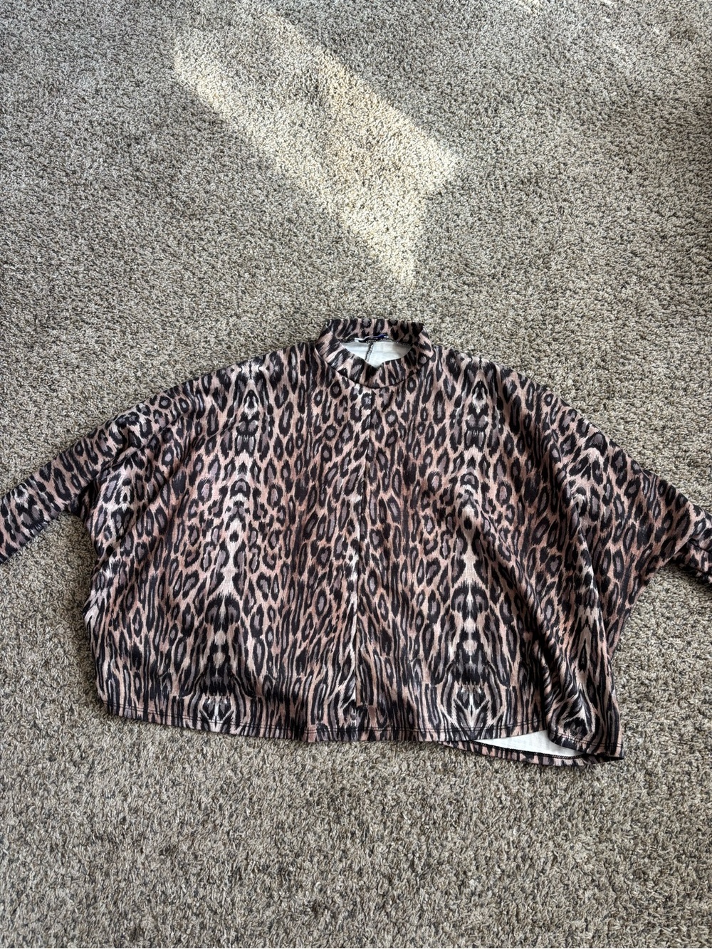 Zara Leopard Print Pullover Sweatshirt - Brown & Black